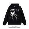 Felpa Invernale Hip Hop Americano Stampa Ragno Vestibilità Larga per Coppia Streetwear