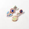 Bohemia Vintage Design with Diamond Inlaid Heart-shaped Pendant Asymmetrical Heart Flowers Earrings Women Party Vacation Jewelry