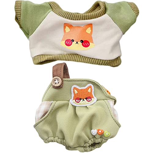 

YUYAKESHI Doll Cotton Clothes, Doll Clothes, Plush Toy Sweatshirt, Cute Accessories, Jacket, Plush Toy Overalls, Apparel Parts (20cm Green Fox, 2 Piec
