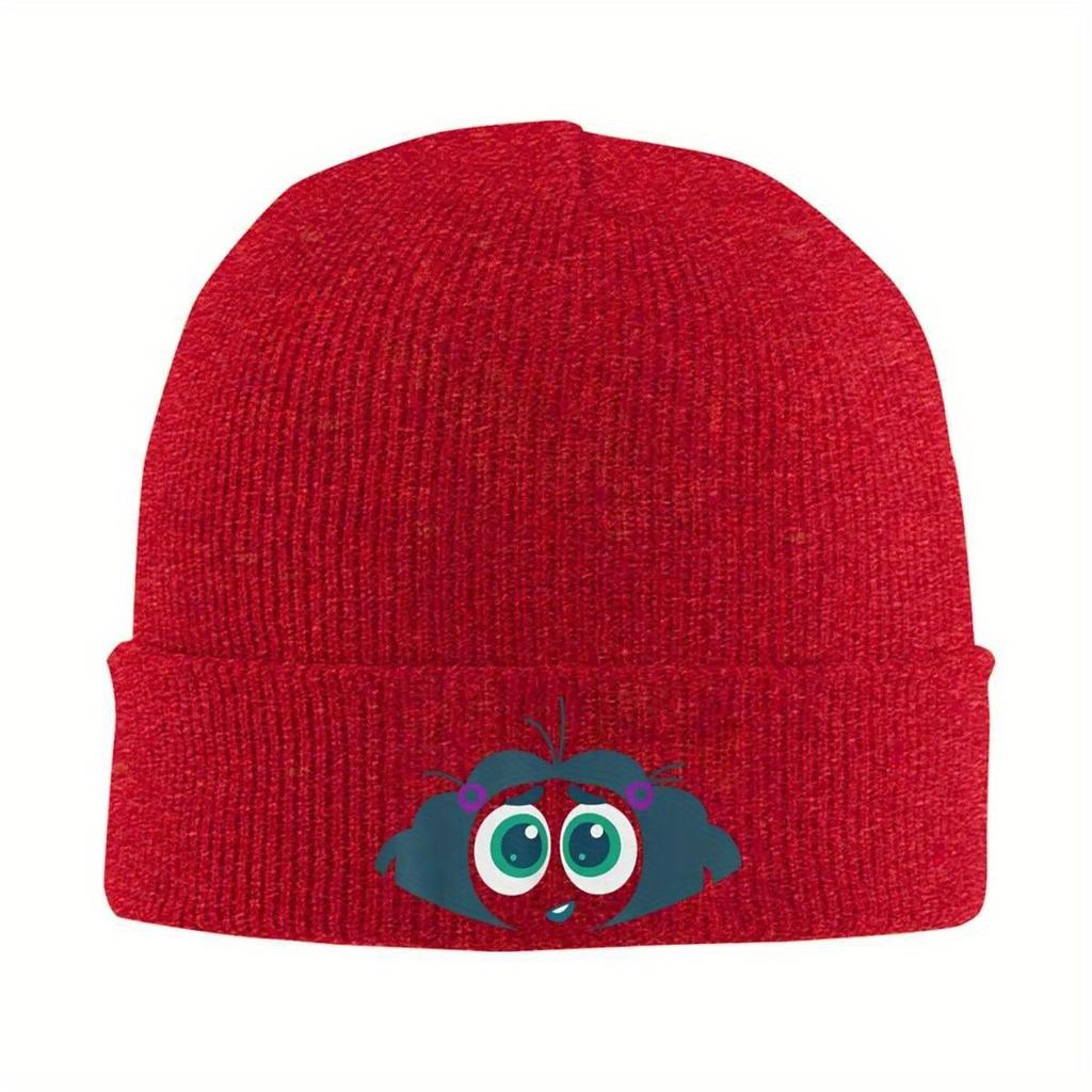 Inside Out Envy Costume Big Face Knitted Hat Autumn Winter Skullies Beanies Warm Cartoon Anime Cap Female Male Acrylic Skullcap