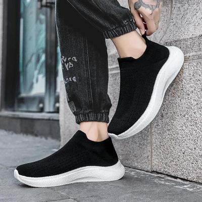Baskets décontractées pour homme, chaussures d'automne à semelle épaisse, résistantes à l'usure, tendance, polyvalentes, noires, en maille, vulcanisées