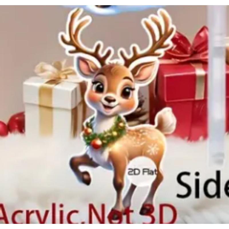 Cute Elk Baby with Christmas Lights Acrylic 2D Flat Pendant Christmas Tree Decoration  Pendant Car Rearview Mirror Pendant Holiday Decoration Pendant