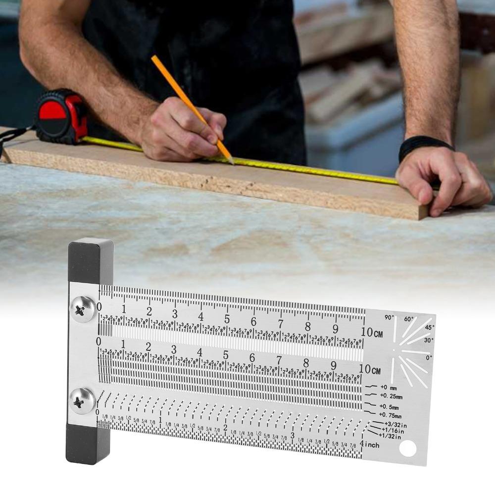 4 Inch T Square Measuring Ruler Stainless Steel Woodworking Scribing Tool Woodworking