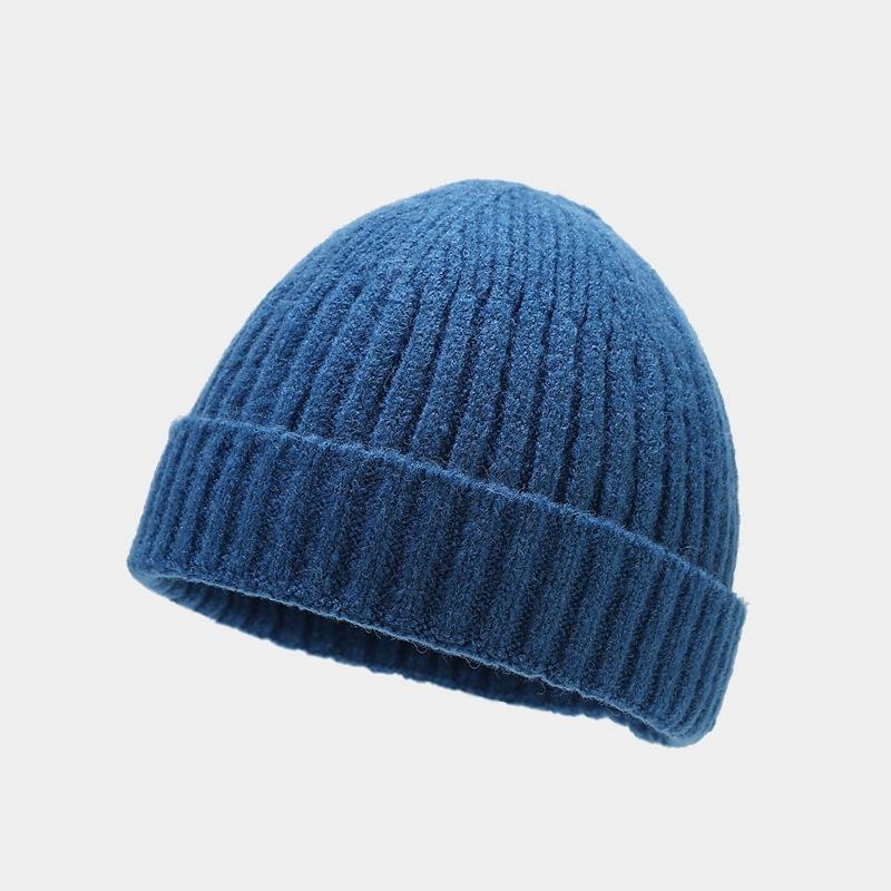 

Котелок мужской осенне-зимний вязаный модный студенческий шерстяной женский уличный теплый без полей от холода One Size темно-синий