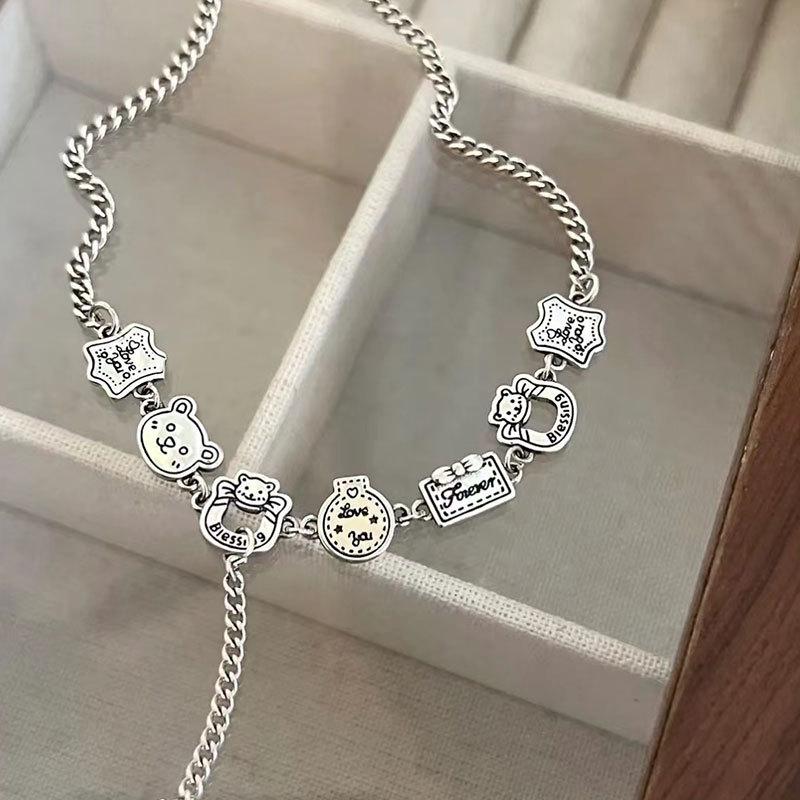 

Корейская версия Ins Style Gingerbread Man Series Cartoon Bear Ear Buckle Ожерелье Браслет Кольцо