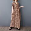 Large Size Floral Dress, Retro Long Robe for Ladies