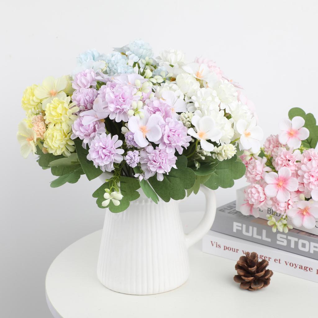 2Pcs Artificial Flower Bouquet Ping Pong Chrysanthemum Decorative Ornament for Living Room/Wedding/Outdoor