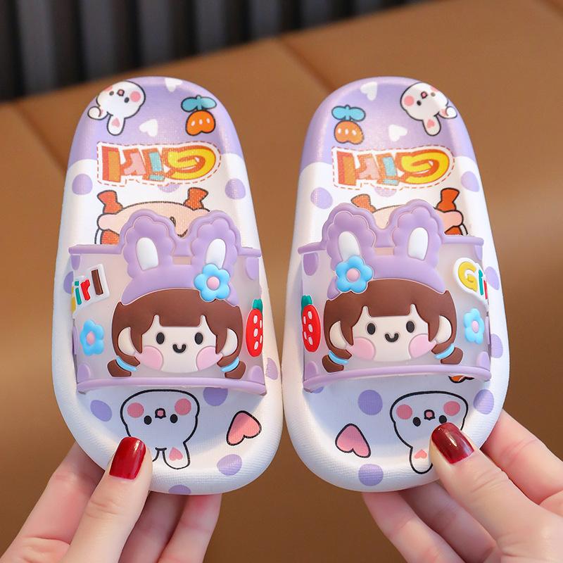

Children s Summer Cartoon Cute Indoor Silent Bathroom Boys Soft Sole Bathing Baby Girls Non-Slip Sandals 34/35Inner Length20.5CM фіолетовий