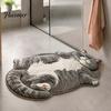 Pet Themed Home Decor Realistic 3D Sleeping Cat Plush Rug, Soft Imitation Cashmere Bath Rug Absorbent Floor Mat, Non-slip Decorative Carpet