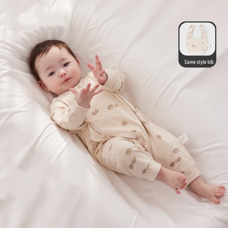 

Unisex Newborn Butterfly Cotton Outfit with Bib - Spring/Autumn 52 cm абрикосовий