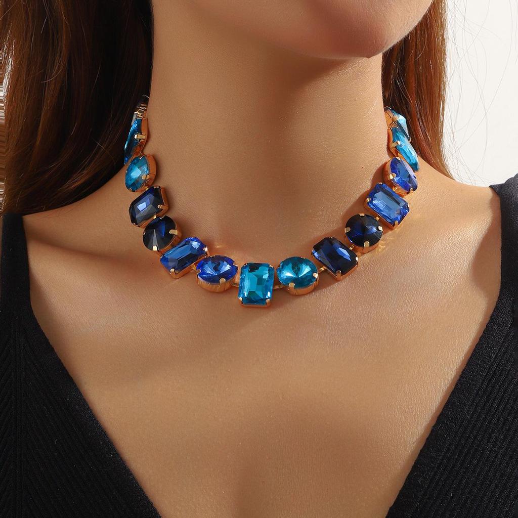 European American Niche Design Luxury Rhinestone Tassel Necklace