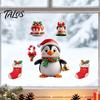 Festive Home Window Decor Christmas Static Clings, Reusable Decals with Santa Snowman Snow Storefront Holiday Ornaments House Designs, Double