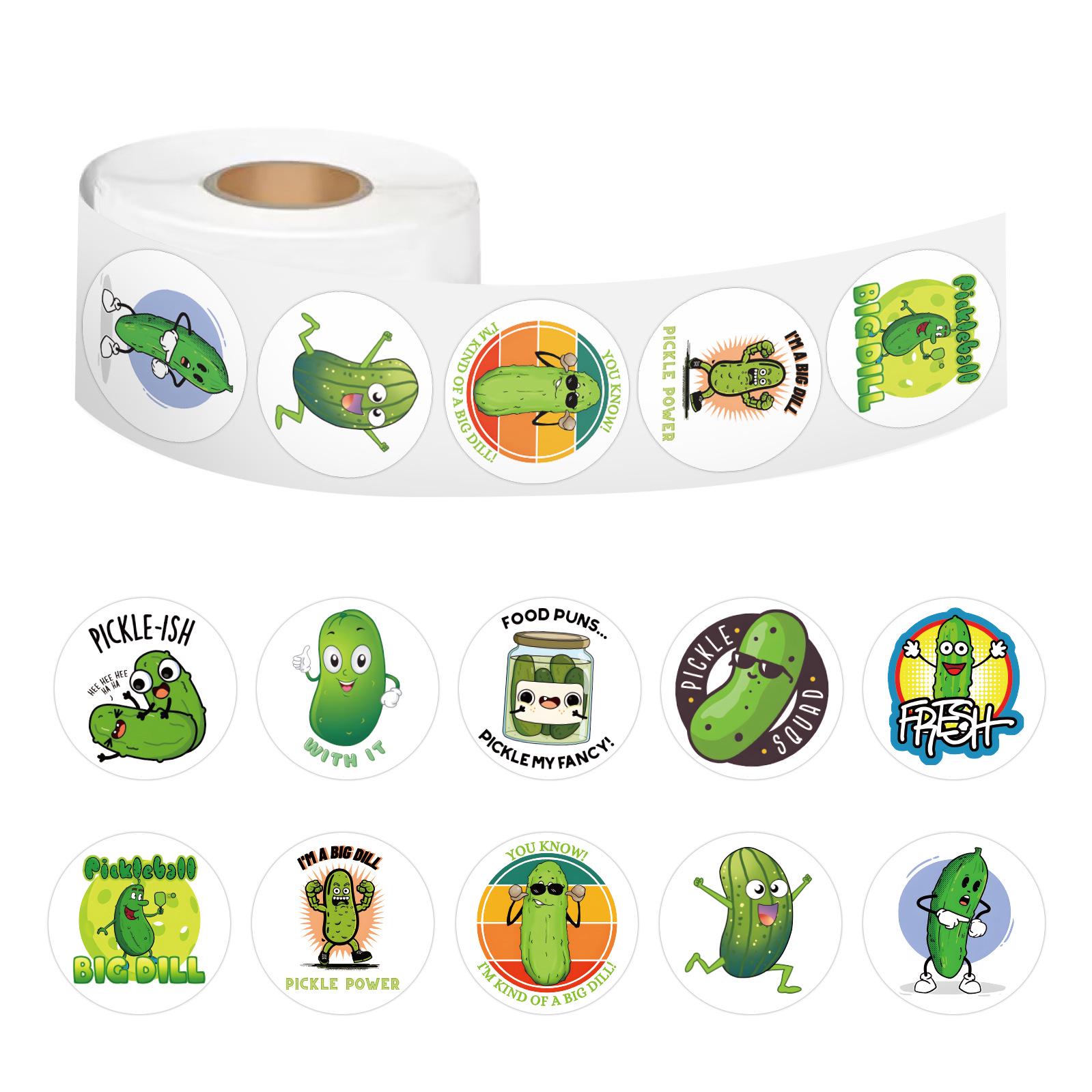 

500 Pickled Cucumber Roll Stickers for Scrapbooking, DIY Notebooks, Stationery, and Children s Crafts