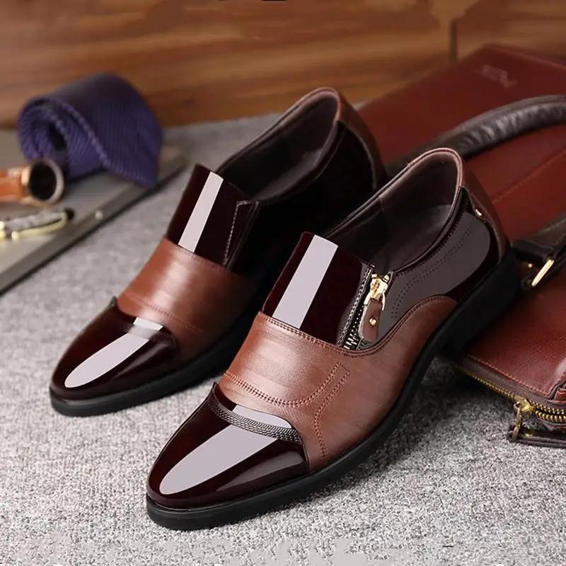 Low Heel Men's Formal Shoes Non Slip Slip-on Footwear Clothing Leather Not Casual High Quality Fashion Suit 39 Social Shoe Male