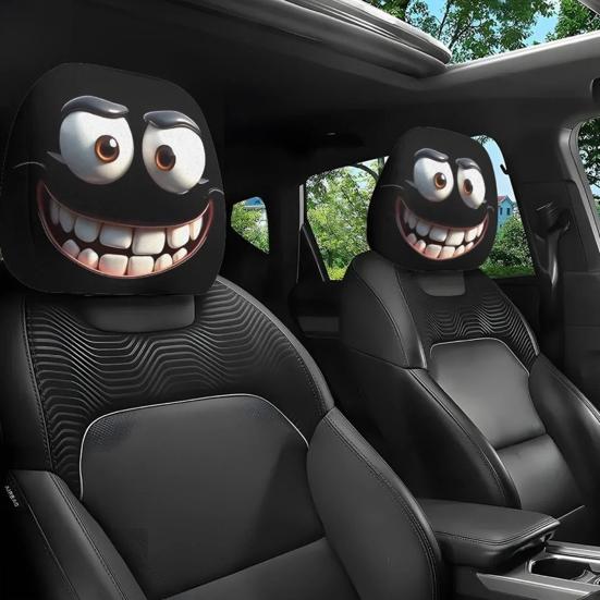 4Pcs Funny Car Headrest Covers Universal Auto Seat Head Rest Protector