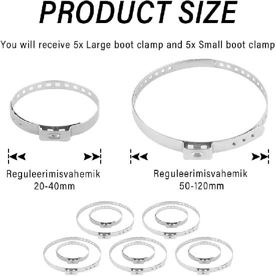 

10PCS CV Boot Clamps Kit,Stainless Steel CV Axle Boot Clamp Tool,Adjustable CV Boot Banding Tool for Car Accessories Replacement