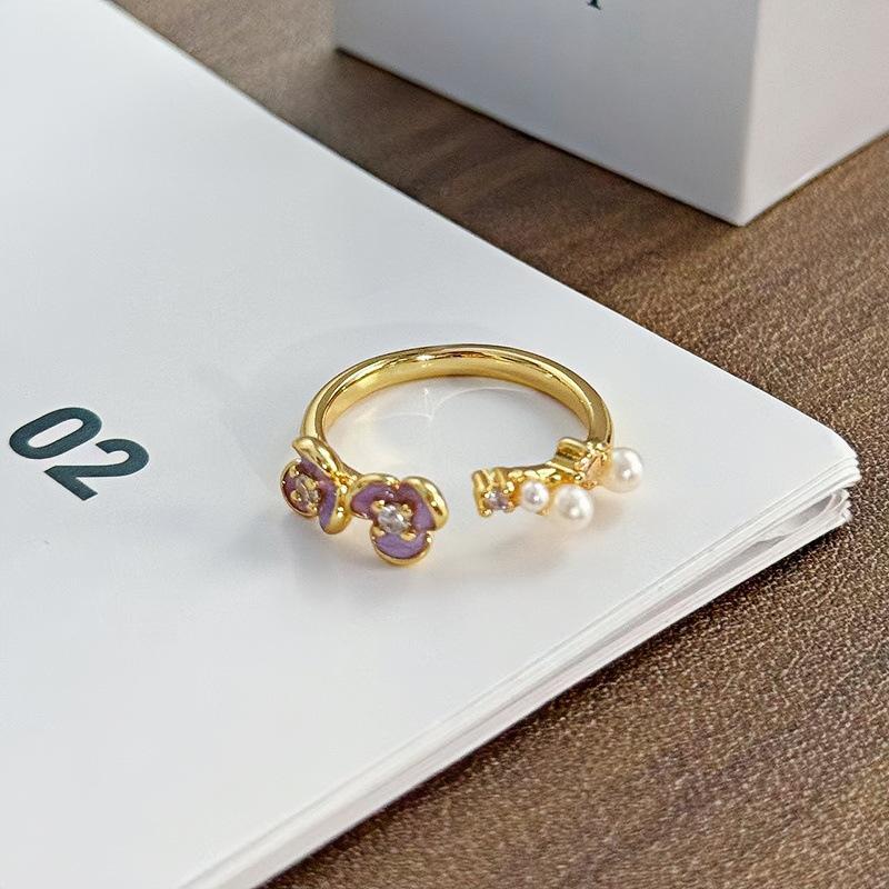Retro Medieval Gradual Change Enamel Drop Glaze Opening Ring Women'S Niche Design Sense Light Luxury Sweet Cool Index Finger Ring