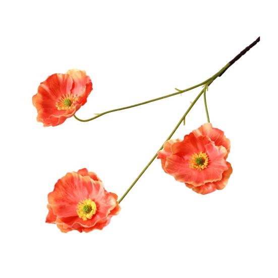 3 Heads Full Blooms Artificial Flower Real Touch Fake Silk Flower Branch with Long Stem for Home Kitchen Party Table Centerpiece