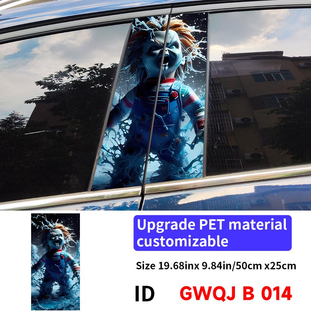 Horror Ghost Doll Car Sticker Auto B-pillar Car Center Column Decor Cover Scratches Waterproof Sunscreen Vinyl Decal Accessories