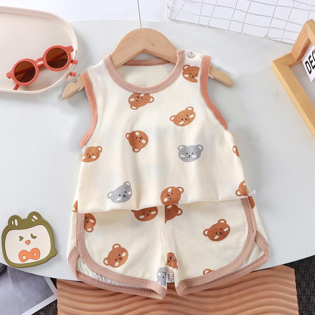 Children Sports Casual Vest Clothing Sets Breathable Sleeveless Top and Shorts Two Piece Outfit for Daily Outdoor Sports Wearing