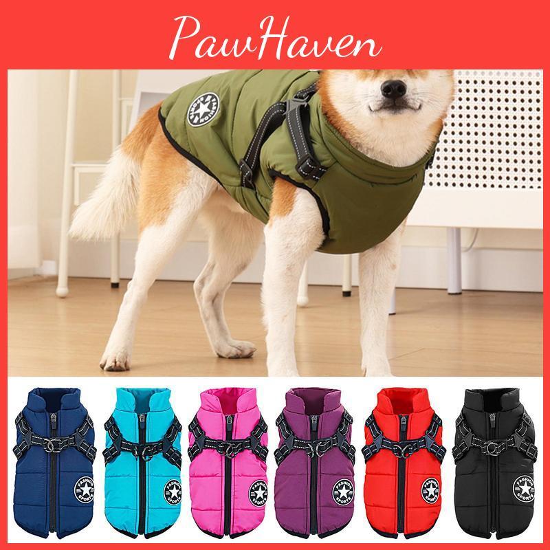 Thicked Winter Coat Dog Harness Cloth Waterproof Windproof Snow Jacket Warm Snowsuit Vest For Small Medium Large Dogs