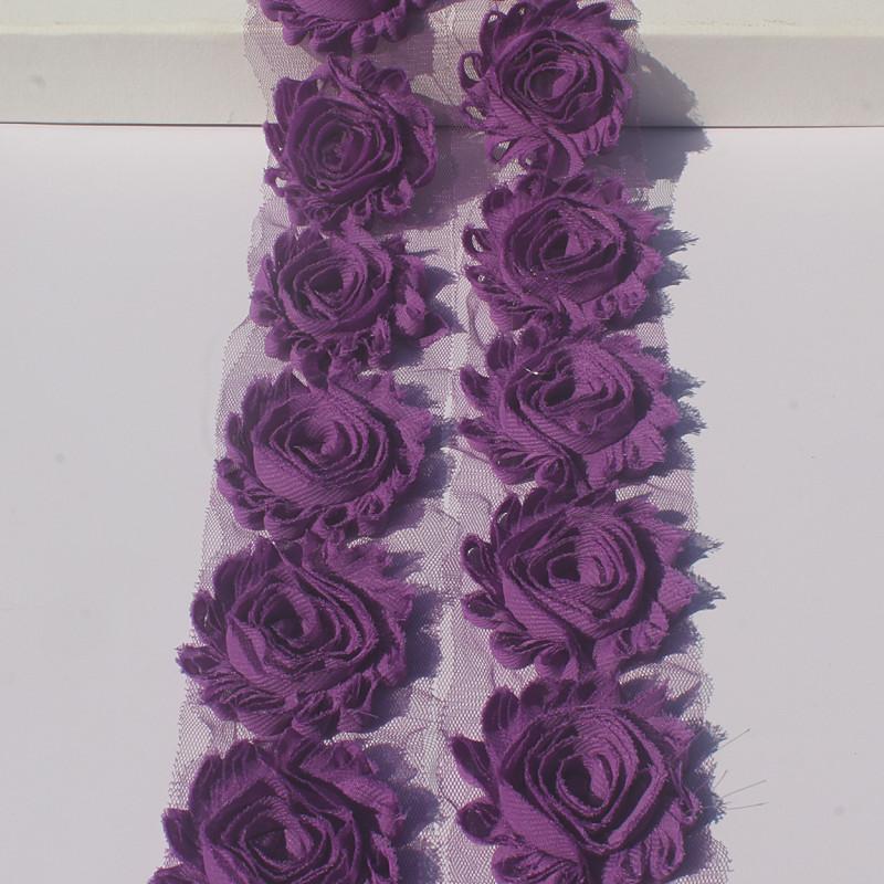 1 år 2,5 tum Shabby Chiffonblommor för Babyflickors Hårband Chiffon Fransiga Blommor för Att Göra Barn Romper Klänningstillbehör