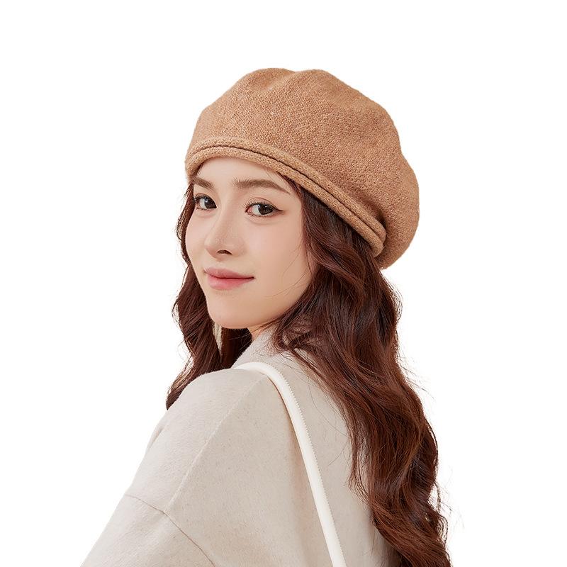 Béret pour femme Chapeau français classique - Béret élégant en laine noire pour fête Déguisement romantique sur le thème français