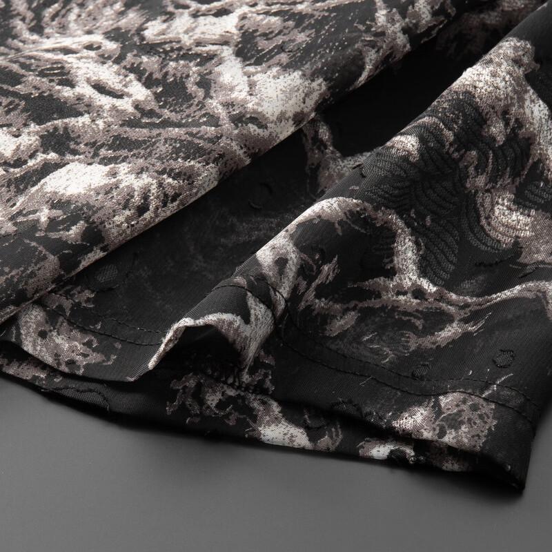 Men's Plus Size Printed Cuban Collar Short Sleeve Shirt