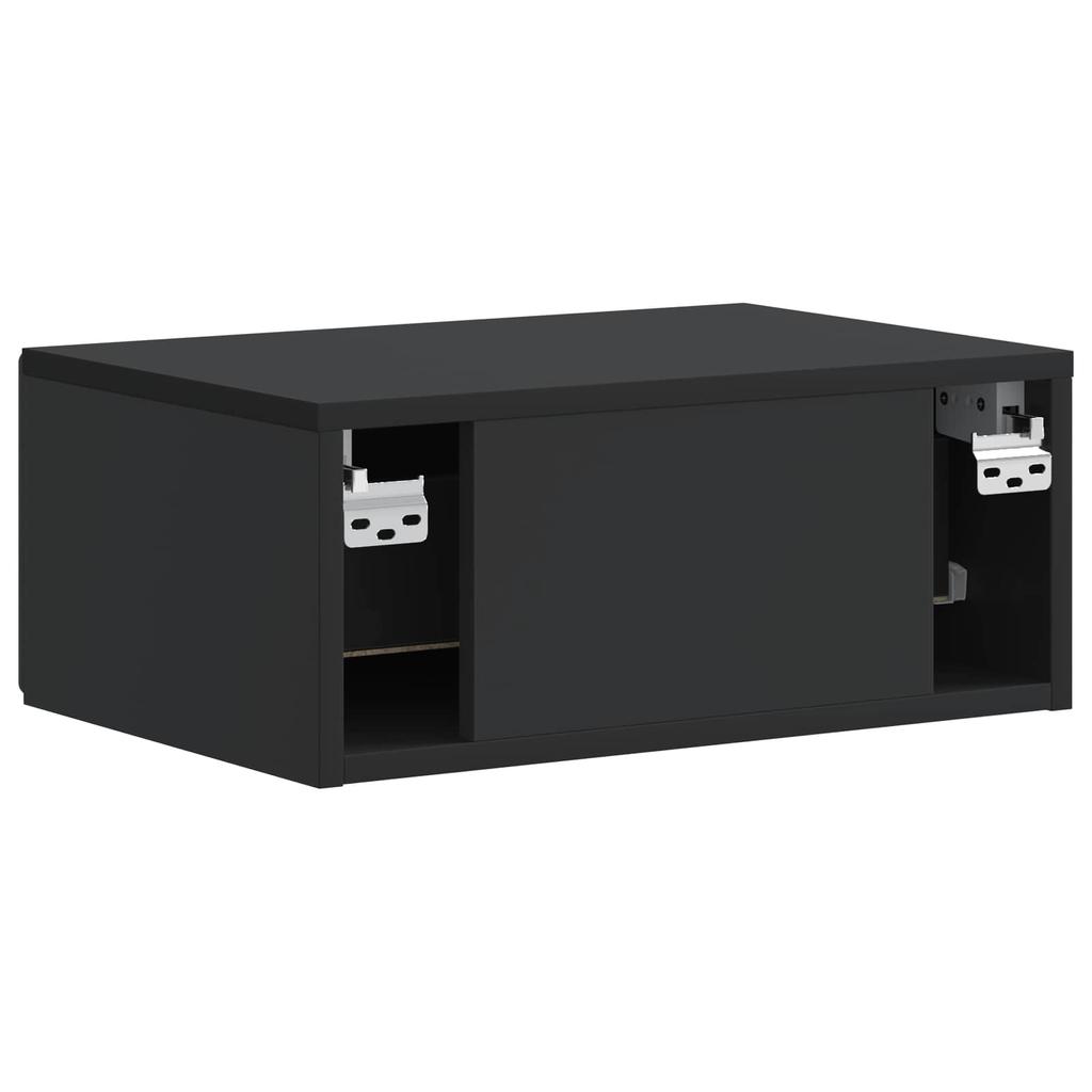 Wall Mounted Nightstand Black 49 X 34.5 X 20 Cm
