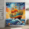 Exotic Ocean Adventure Shower Curtain Multicolored Sailboat Print For Bathroom Decor Fabric Durable Waterproof Home Decoration I