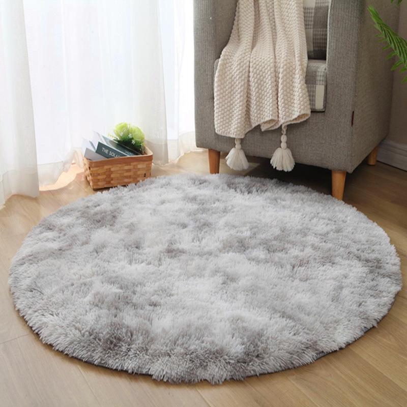 Gradient Tie-Dye Long Pile Rug for Living Room or Bedroom 0.4x0.4m Round