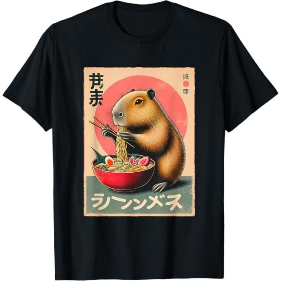 

Capybara Eating Ramen Noodles Japanese Art Capybara T-Shirt BAOANH Mens Womens Tank Top Sweatshirt Hoodie Longsleeve 1807 Black XXXXXL різнокольоровий