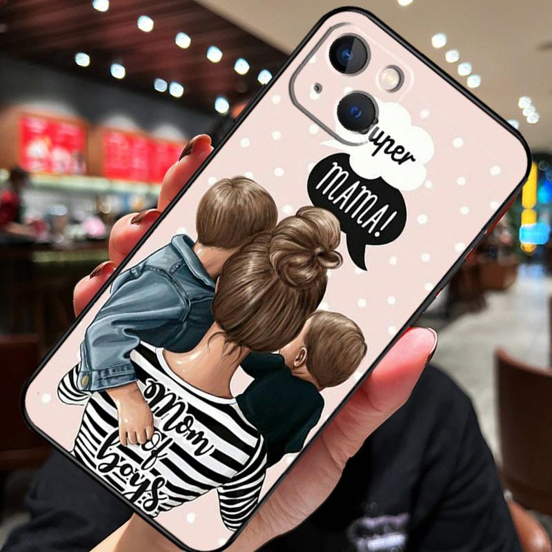 

Beautiful Mother Daughter Son For iPhone 12 11 14 13 Pro Max Mini XS Max XR X SE 2020 6S 7 8 Plus Case Phone Back Cover iPhone 13