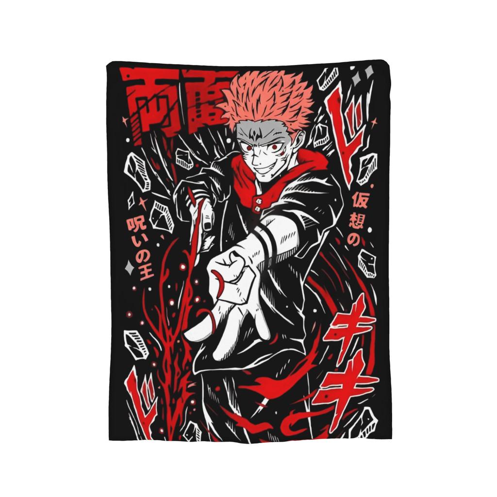 Yuji x Sukuna Blanket Jujutsu Kaisen Flannel Awesome Warm Throw Blankets for Coverlet Decoration,