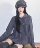 ILLIGO Ribbon Pleated Blouse Gray