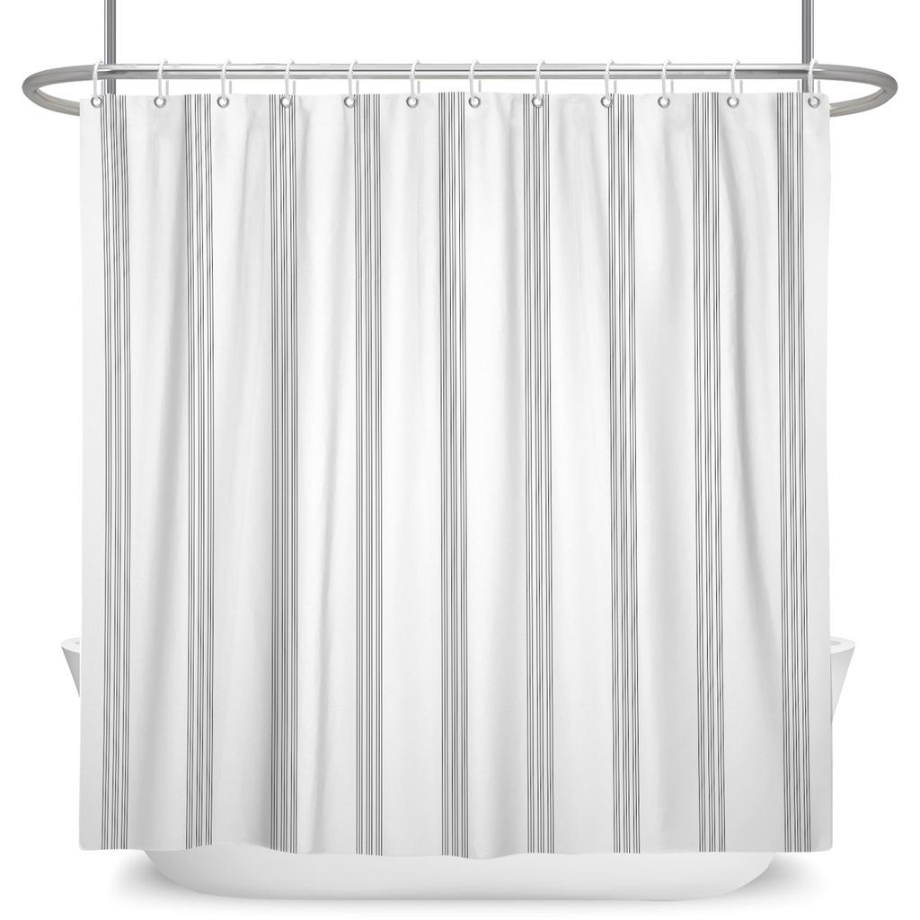 Minimalist Wavy Line Shower Curtain Gradient Design Waterproof Bath Curtain Bathroom Decor Multiple Options Polyester With Hooks