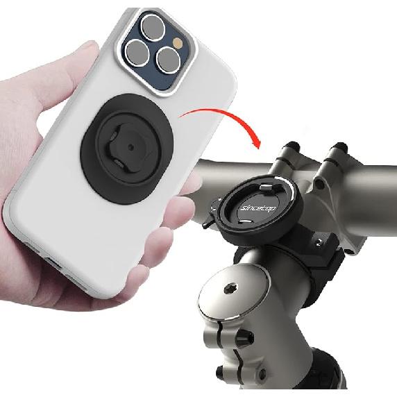 sincetop Bike Phone Mount, Secure Lock & Quick Release Bike Cell Phone Holder - Aluminum Stem/Handlebar Phone Mount for Bicycle/MTB/Scooter, 【1st Gen】Stem/Handleb