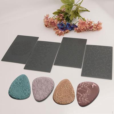 4 Piezas Hojas de Textura de Arcilla Sellos Florales Herramientas para Manualidades DIY Decoraciones para Fondant Repujado de Obras de Arte