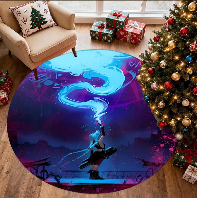 Jinx Pattern Round Rug, Indoor/Outdoor Mat, for Picnic, Gameroom, Bedroom, Office, Living Room, Home Decor Carpet, Birthday Gift