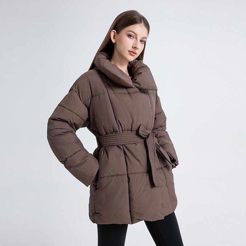 Women's Mid-Length Down Cotton Jacket - 2025 Winter European & American Style, Padded Outerwear
