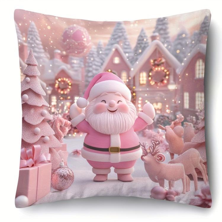 Rosa Weihnachtskissenbezüge: Weihnachtsmann, Schneemann & Festliche Freuden Sofas, Schlafzimmer-Kissenbezüge, Weihnachtsgeschenke