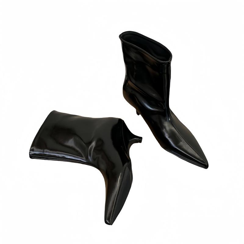 Damenmode All Match Slim Stiefel Damen Einfache Elegante Einfarbige Spitzschuh Kurze Stiefel