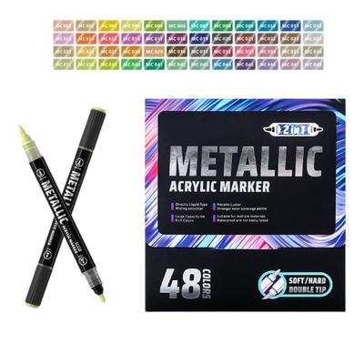 Marcador Acrílico de Doble Punta Pincel de Pintura Metálica para Pintar sobre Papel Madera Tela Metal Piedra Creación de Tarjetas Scrapbooking