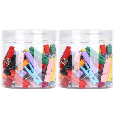 100pcs Push Pins Clips Small Mini Colorful Picture Photo Clips Wooden Crafts Clips