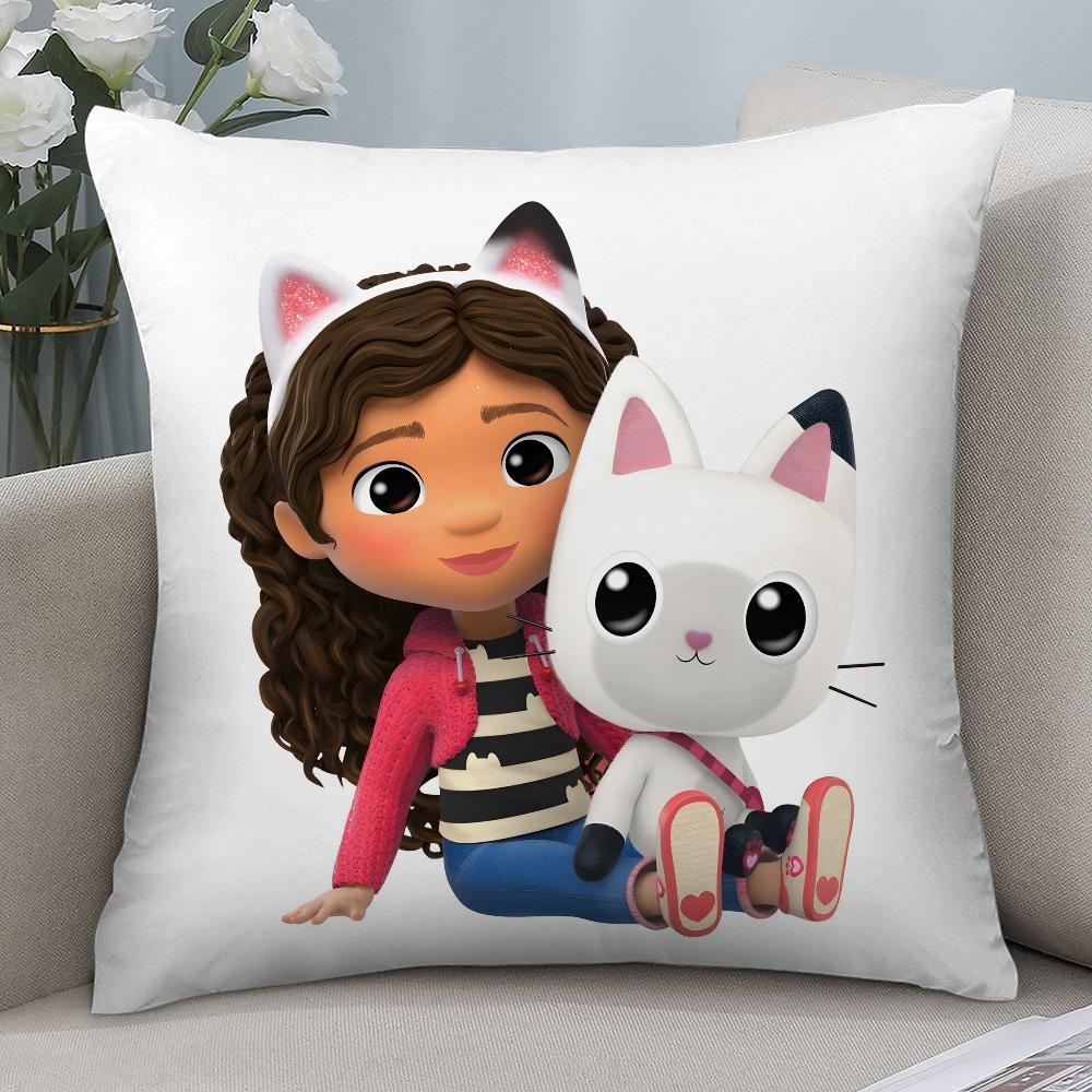 Federa Cuscino Gatti Casa delle Bambole di Gabby per Bambini Copricuscini Corti in Peluche Decorazione Divano Regalo Casa Stampa Double-Sided Federa Cuscino