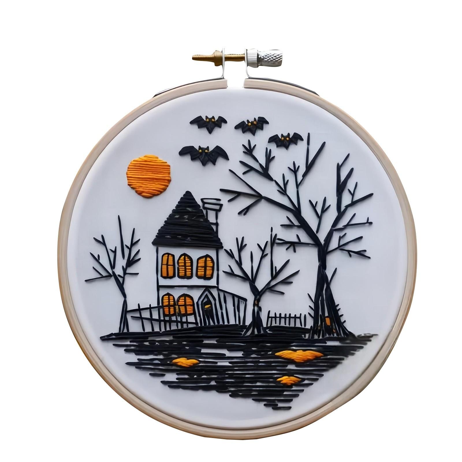 

Набор для вышивания ведьминской шляпы с цветочным узором, набор материалов для Хэллоуина, вышивка крестом с узорами цветов и тыкв, набор для вышивания своими руками, ручная вышивка иглой, набор для рукоделия для начинающих One Size