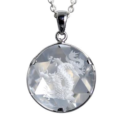 Hexagram Hexagram Dragon Crystal Silver 925 Pendant Pendant Top Japanese Pattern Amulet Good Luck