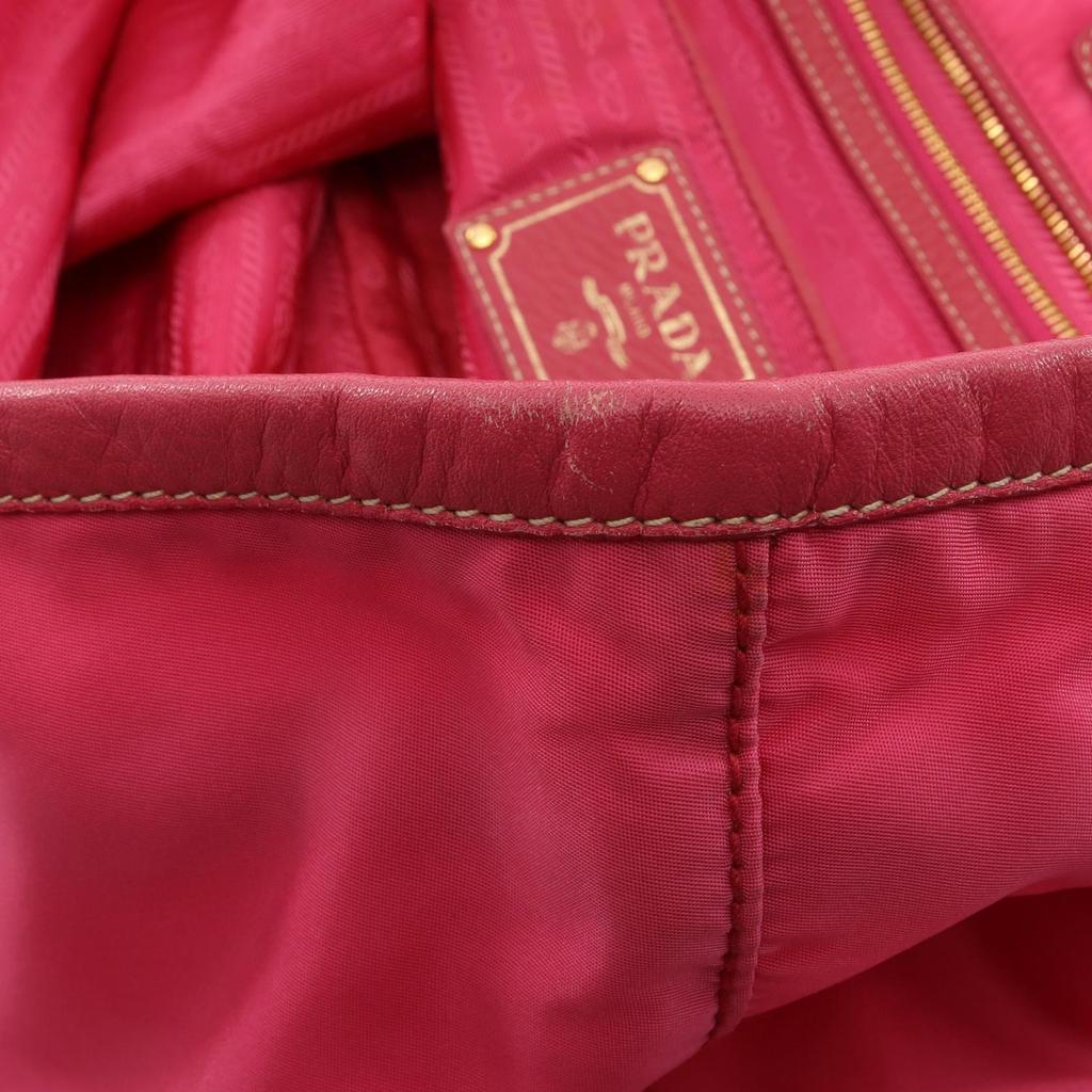 Used PRADA NYLON JACQUARD Tote Bag BR4634 Nylon leather Pink Used Women