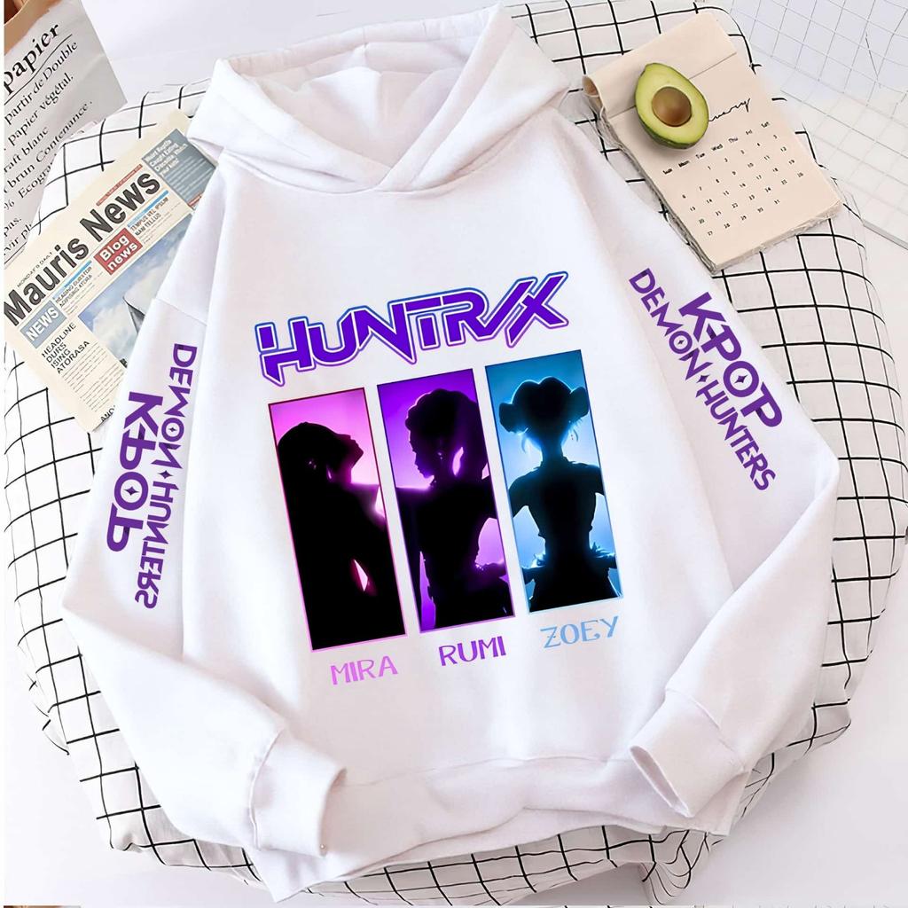 2025 KPop Devil Hunter Cartoon Girl Hooded Sweatshirt Warm Children's Korean Wave Fashion Casual Top Casual Girl Clothing