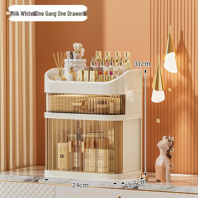 Luksusowy Organizer do Pielęgnacji Skóry z Wyższej Półki: Pojemne pudełko do przechowywania kosmetyków z szufladą na waciki